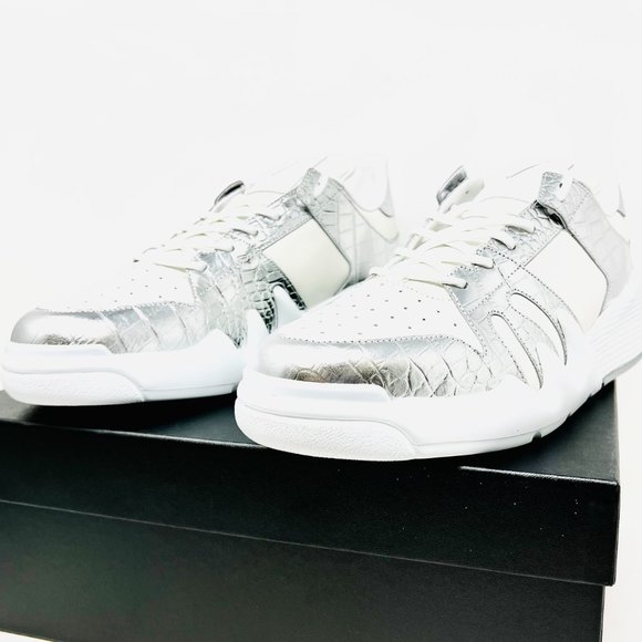 GIUSEPPE ZANOTTI Birel Vague Bianco White & Silver Croc Leather Mens Sneakers main image 6